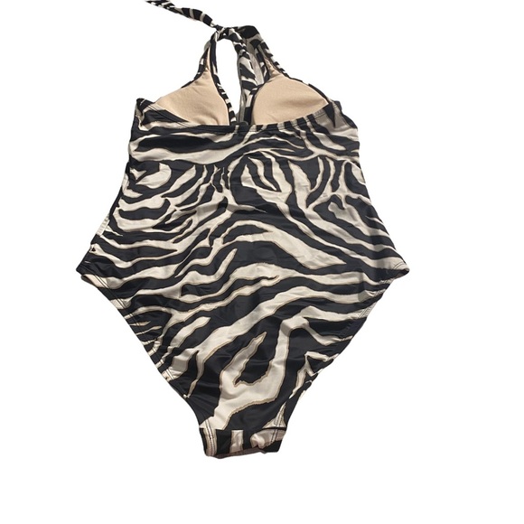 White House Black Market Zebra Print One Piece Swimsuit Sz Medium - Picture 4 of 9